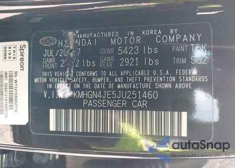 2018 Genesis G80 3.8 из США, поврежденный, VIN KMHGN4JE5JU251460